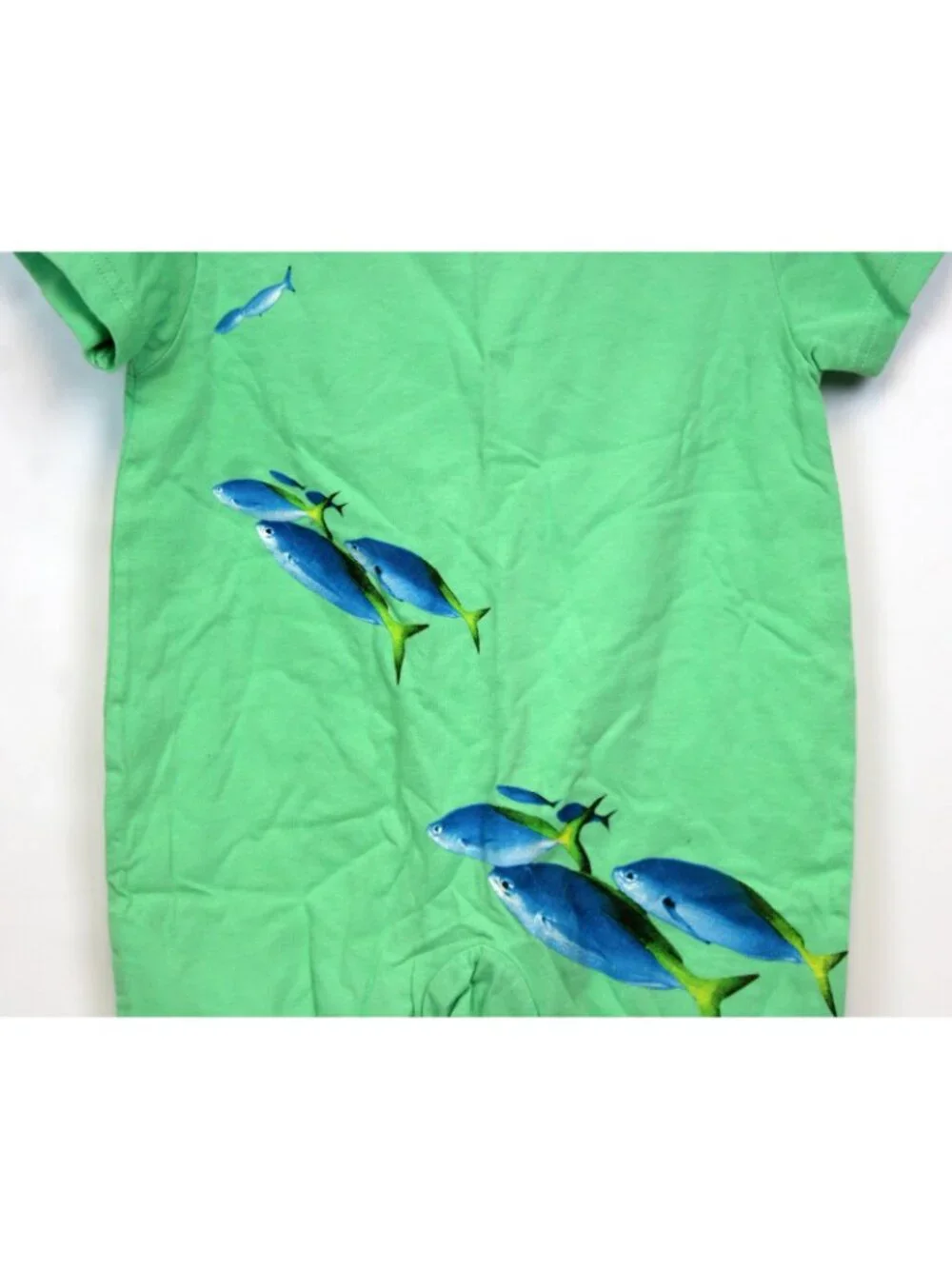 NWT Gap Factory Baby Boy Lg 12-18m Romper Green Fish Tropical Ocean Beach 1pc